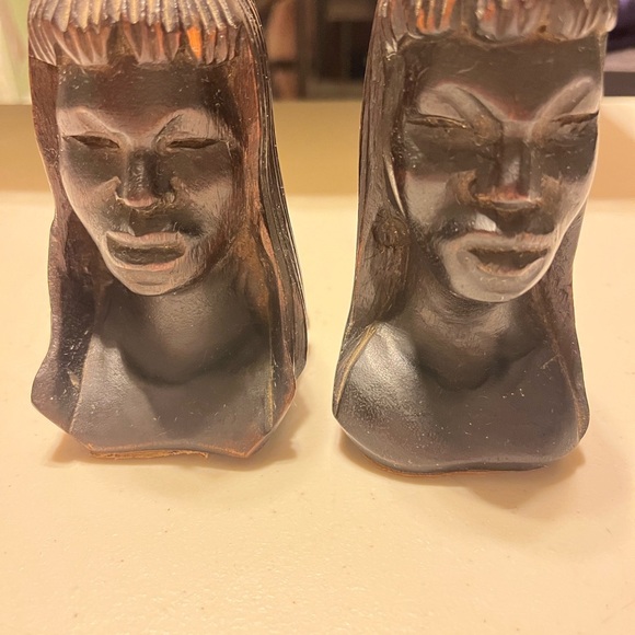 Sculpture hand carved wood. Representing an Indian woman and man measuring 11 cm - Picture 4 of 16